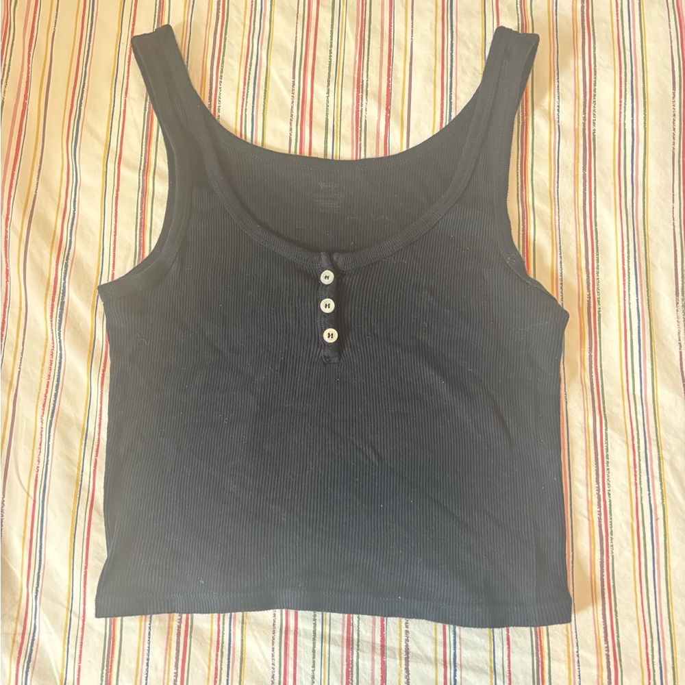 Black Ribbed Tank Top